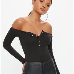 NWOT Missguided popper front Bardot bodysuit